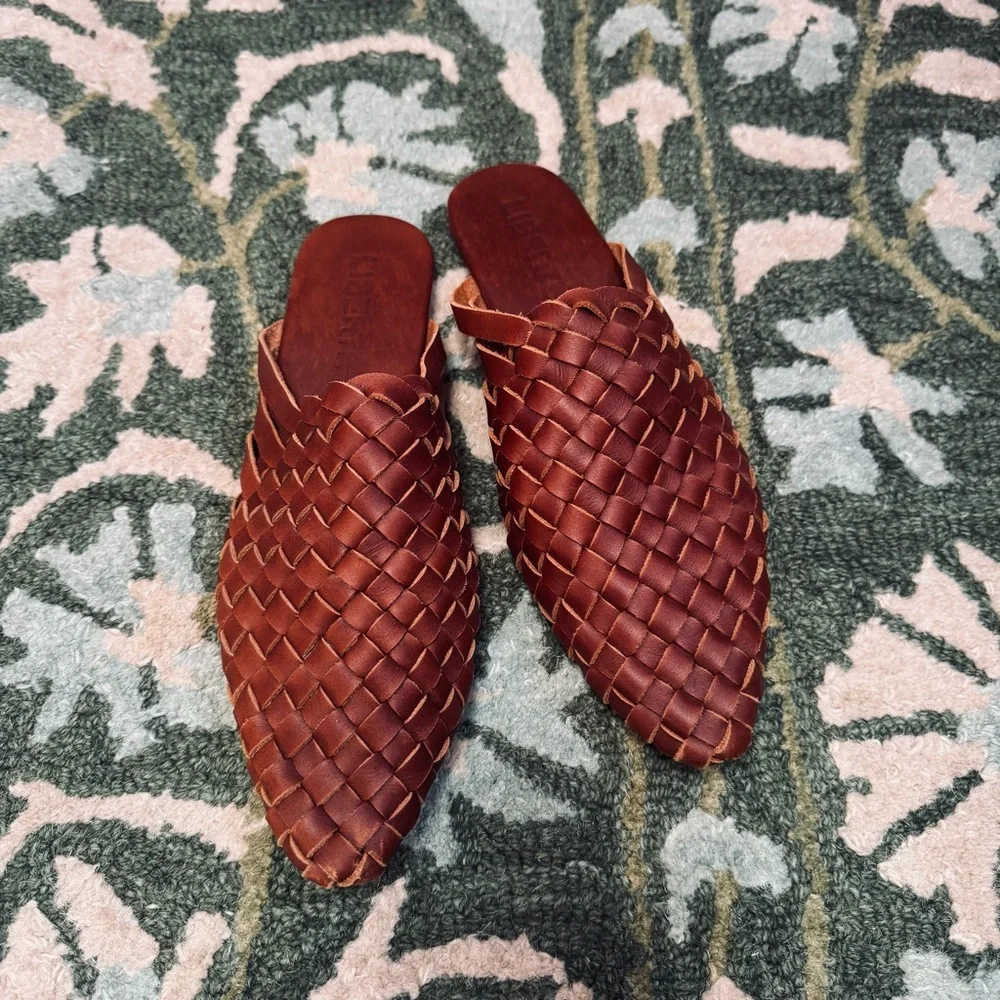 Liberte Leather Woven Mule - Prague Chocolate Slides - Picture 2 of 6